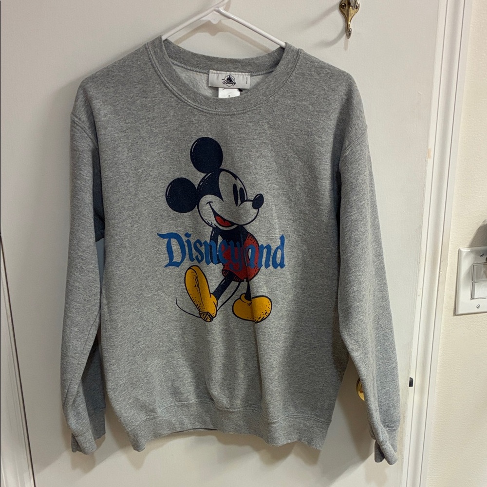 Disney Women’s Gray Crewneck Retro Sweatshirt with Mickey Mouse Graphic Sz S